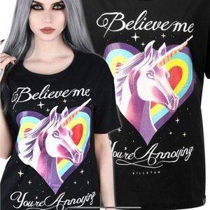 KILLSTAR Annoying Short Sleeve Unicorn Graphic Tee Shirt